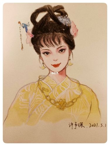 薛宝钗Ⅰ原创红楼梦人物水彩头像_头像_水彩画_红楼梦