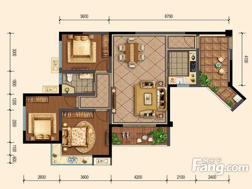 洛森堡蝶郡户型图25号楼4号户型3室2厅1卫