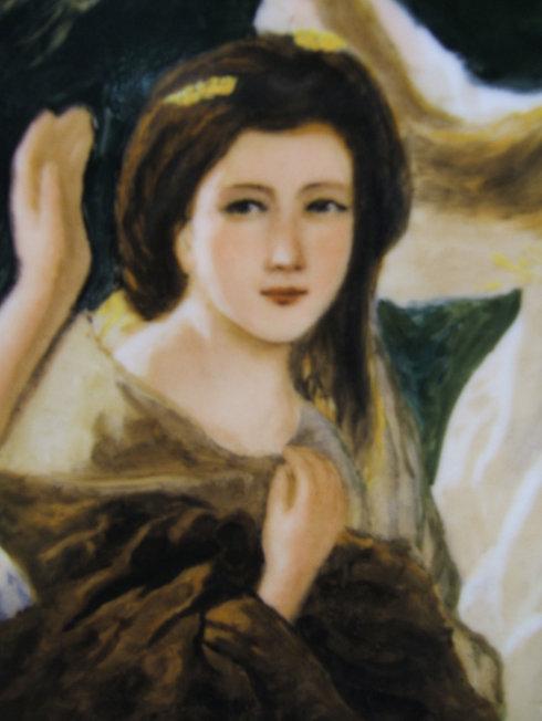 《林中仙女》瓷板油画(局部)詹明荣作