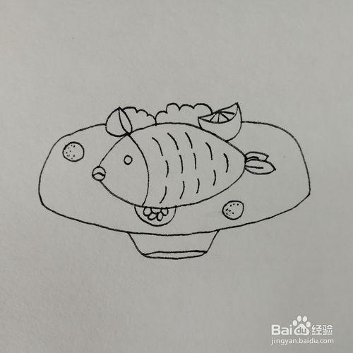 怎么绘画柠檬鱼/鲤鱼美食简笔画?
