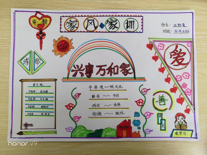 明仁小学四年五班 家风家训 手抄报