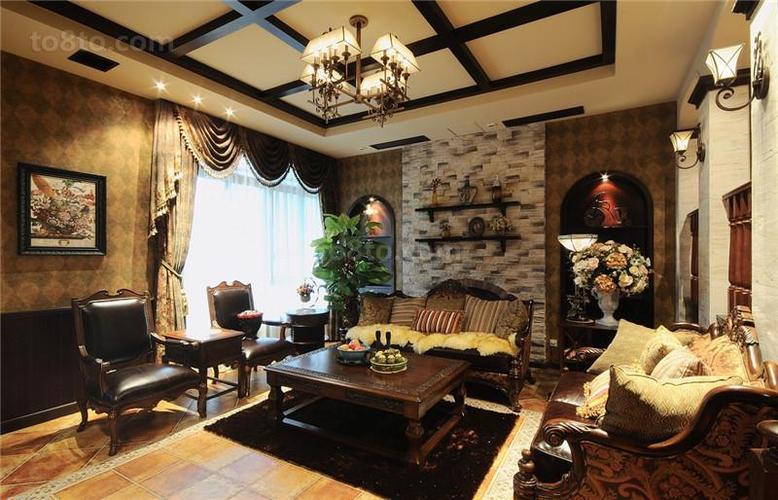 美式乡村风格家庭客厅装修效果图