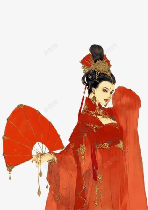 红衣古风手绘美女