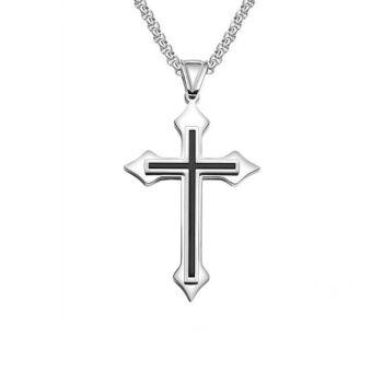 世雅个性日韩黑色十字架项链男女吊坠简约森系项链潮搭配衣服脖子挂件