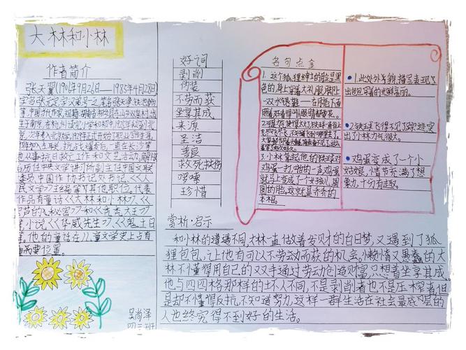 兴盛丽景小学四三班——《大林和小林》5-8章手抄报作品