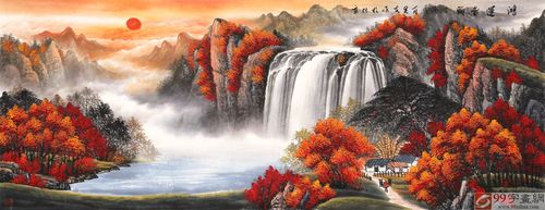 吴东 小六尺《鸿运当头》 著名易经风水画家 - 聚宝盆山水画 - 99字画