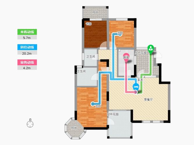 半山蓝湾3室1厅2卫1厨138.00㎡户型图