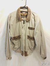 vintage harley davidson khaki twill & leather collar jacket men"