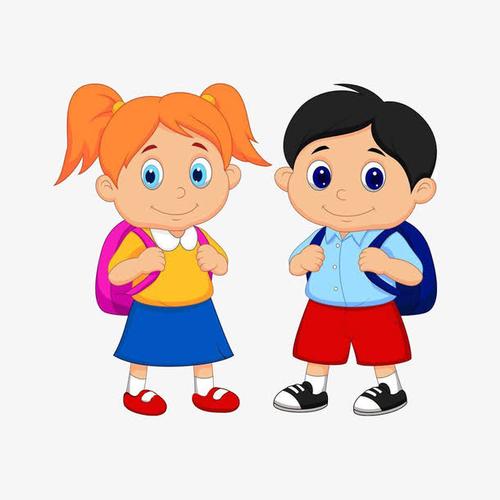 背书包小孩,背书包的可爱男孩女孩,背包,小学生,可爱