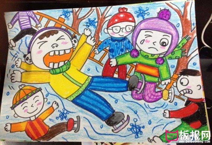 好看的儿童画图片,快乐的溜冰