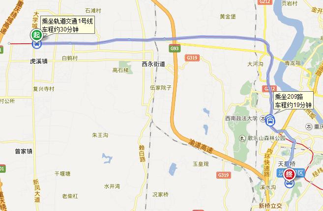 从大学城乘轻轨到西南医院怎么走?