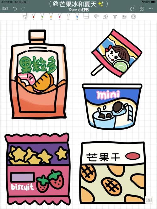 95可爱美味零食小贴纸【手帐素材】_手帐_零食_贴纸