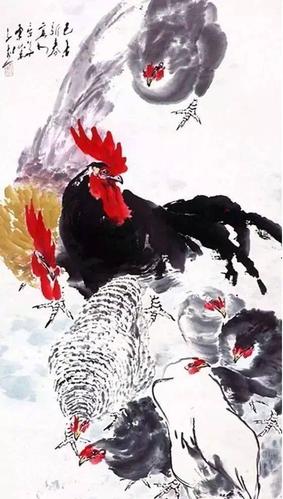 王子武画鸡,独具神韵!
