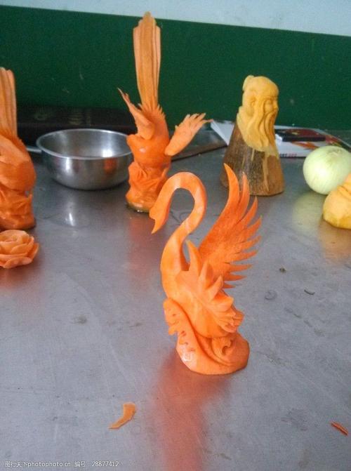 盘饰雕刻食雕天鹅