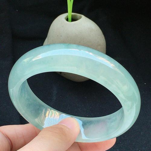 翡翠糯冰种晴水正圈手镯58mm
