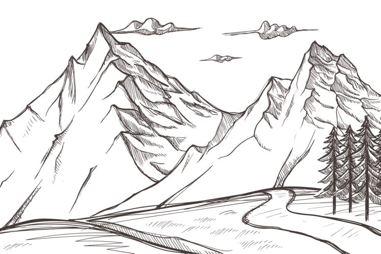 雪山手绘图片大全