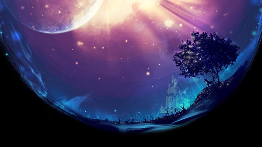 唯美水晶球的可爱动漫妹子高清电脑桌面壁纸,卡通动漫,唯美,星空,可爱