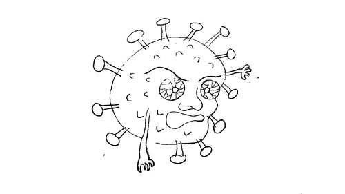 2,丰富病毒人物化细节,眼睛里不满血丝,周围被一圈冠状凸起包围着