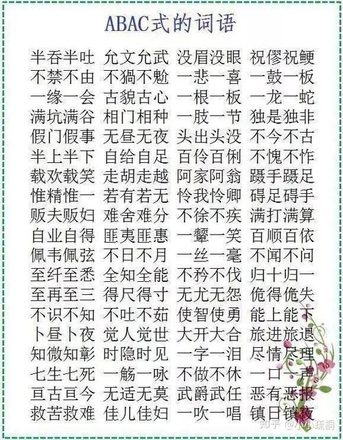 abb aabb aabc abac词语大汇总!收藏一份,孩子6年考高分