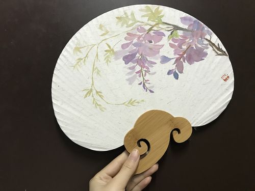 手绘日式祥云竹节团扇