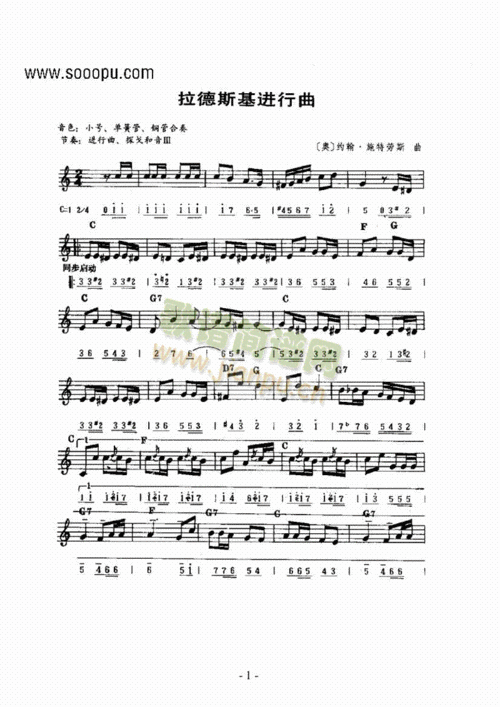 其他乐谱 > 《拉德斯基进行曲》主题曲 键盘类 电子琴 艺术家/歌手