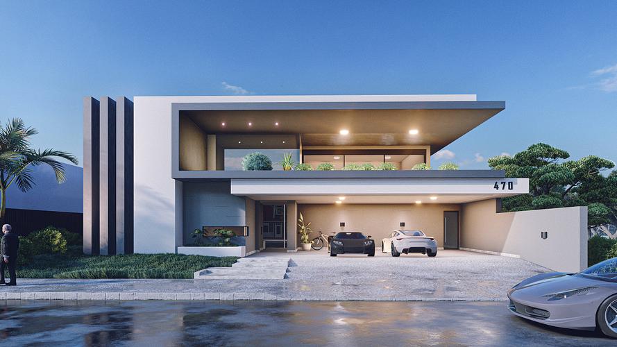 现代别墅建模渲染练习