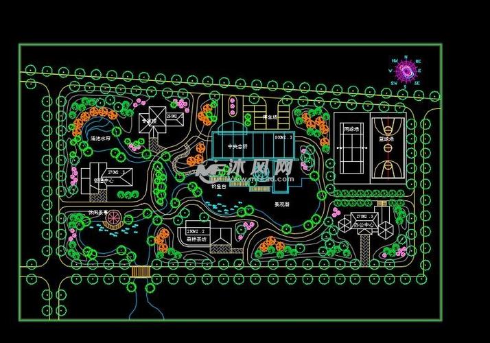 假山,绿植,园林汀步,花坛树池,花架,景墙,停车场,休闲桌椅,水池,庭院