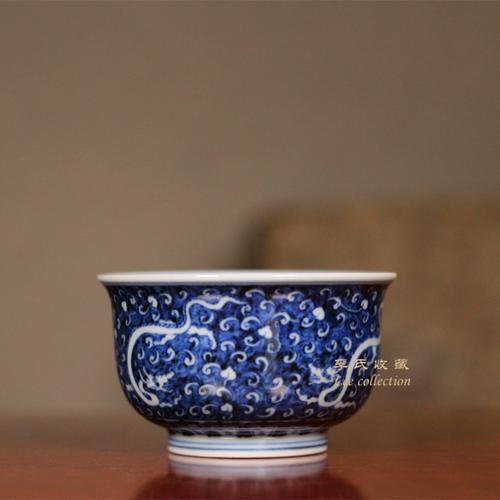春风祥玉邹俊窑仿元青花龙杯赏析茶杯
