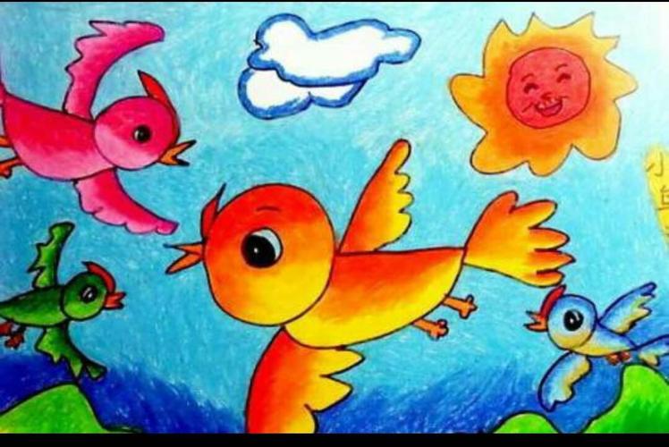 鸟类是人类的好朋友,请家长指导幼儿画一幅保护鸟类的画吧!