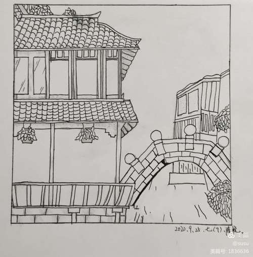 七年级美术课堂作业一一线描风景