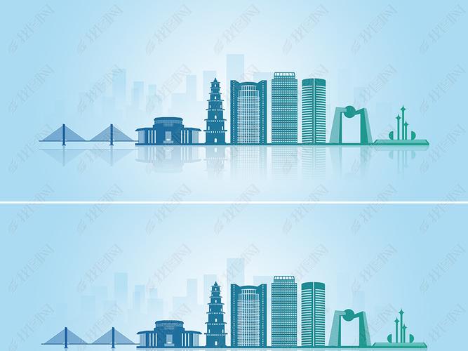 广东省汕头市地标建筑剪影(矢量可放大)