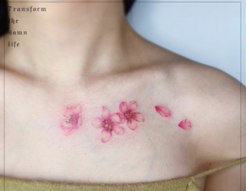 2020最新樱花纹身图案大全 樱花小清新纹身图案(20)