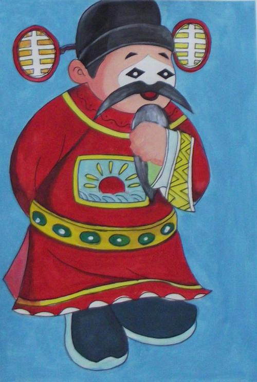 捋胡子的县太爷吴老师画