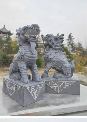 石雕麒麟中小号看门雕塑青石麒麟家用公司店铺门口石狮子风水装饰摆件