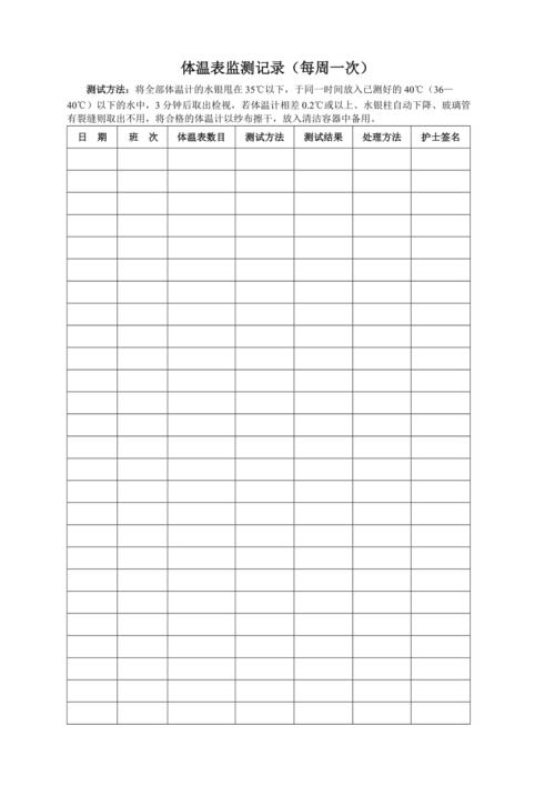 体温表监测记录