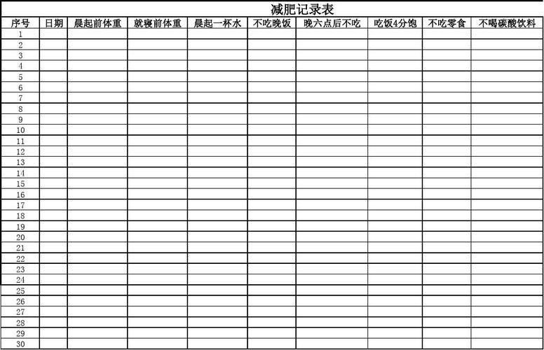 减肥记录表