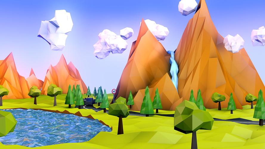 c4d low poly 山景仿制练习