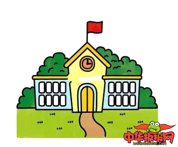 怎么画一个简单的学校简笔画