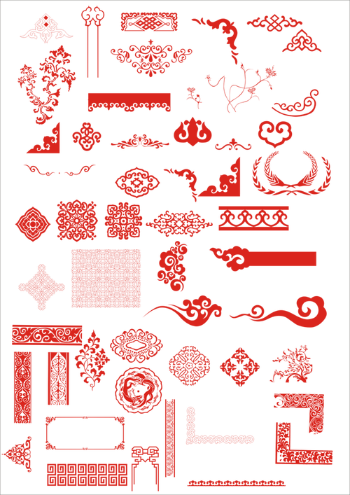 中国古风花纹png