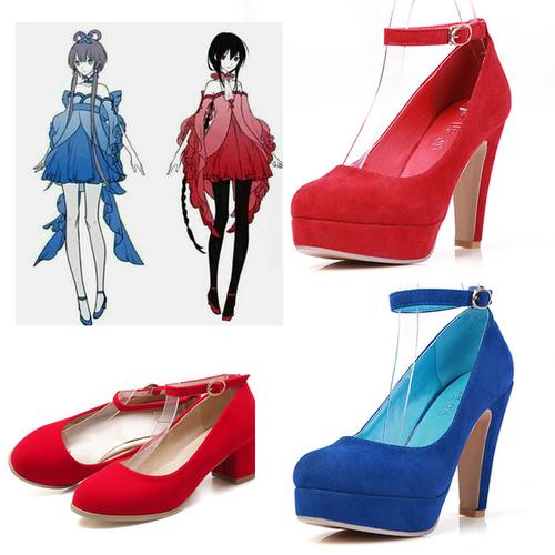>> 高跟鞋 cosplay 古风 cp 流鱼惊鹊洛天依乐正绫红蓝色 家 v