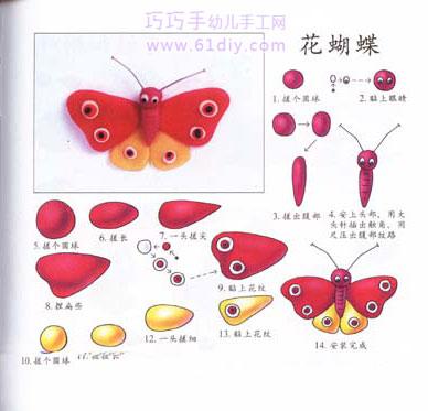 橡皮泥教程——蝴蝶_昆虫彩泥_巧巧手幼儿手工网