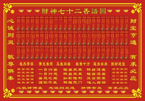 大小款 财神72七十二香谱图财神香谱烧香图解仙家香谱