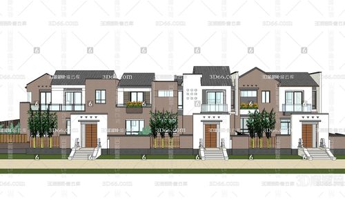 现代联排别墅su模型
