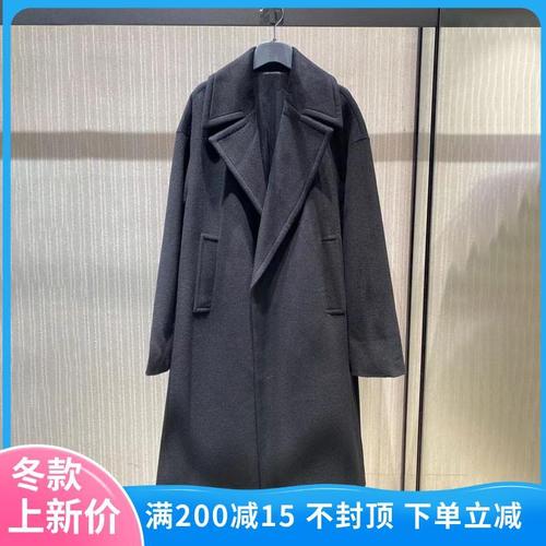 女装阿玛施正品2021秋冬新款宽松羊毛呢子大衣长款外套女5400541