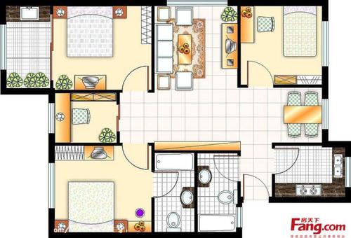 140平米三室一厅房屋设计图展示