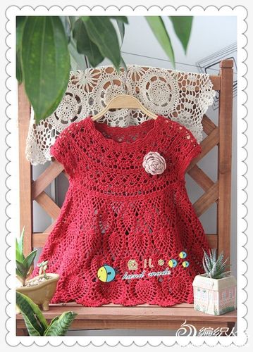 鱼儿手工编织作品小樱桃云帛酒红儿童夏季毛衣款式图解