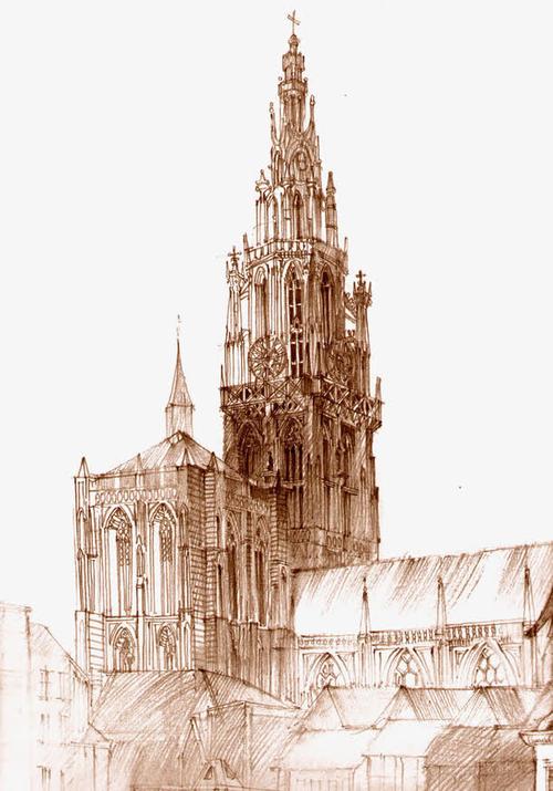手绘哥特风格建筑