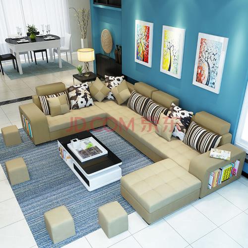 爱迪星沙发 六件套布艺沙发组合u型沙发 大小户型沙发简约现代 客厅