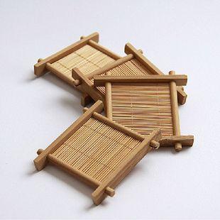 古早瓷艺 竹器正方形竹制杯垫井字杯托茶托茶杯垫功夫