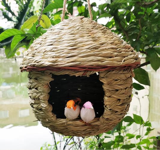 手工草编鸟窝鸟巢鸽子窝八哥鹩哥繁殖窝牡丹旋风虎皮鹦鹉花园用品